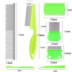 Vente en gros de 7 peignes à <span class=keywords><strong>poux</strong></span> pour animaux de compagnie peigne de toilettage pour chien peignes à tiques en acier inoxydable brosse à <span class=keywords><strong>poux</strong></span> pour chien <span class=keywords><strong>chat</strong></span> - Product Image 2