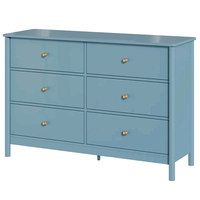 Commode à 6 tiroirs bleu clair de style européen moderne, couleur personnalisée, meubles assemblés pour la chambre à coucher et l'hôtel