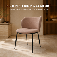 Chaises de café, chaise asymétrique à dossier enveloppant avec revêtement en bouclette pour hôtel, café, bistrot, restaurant, salon, sushis, cantine japonaise