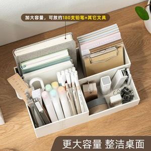 Desktop Storage <b>Box</b> With Compartments White Minimalist Modern <b>Makeup</b> Organizer For Women Office Desk Organization - Product Image 4