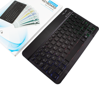 SS01 baru 2024 Logo khusus Universal 10 inci Mini tipis hitam nirkabel Keyboard lampu latar menghubungkan Ponsel/Tablet plastik untuk