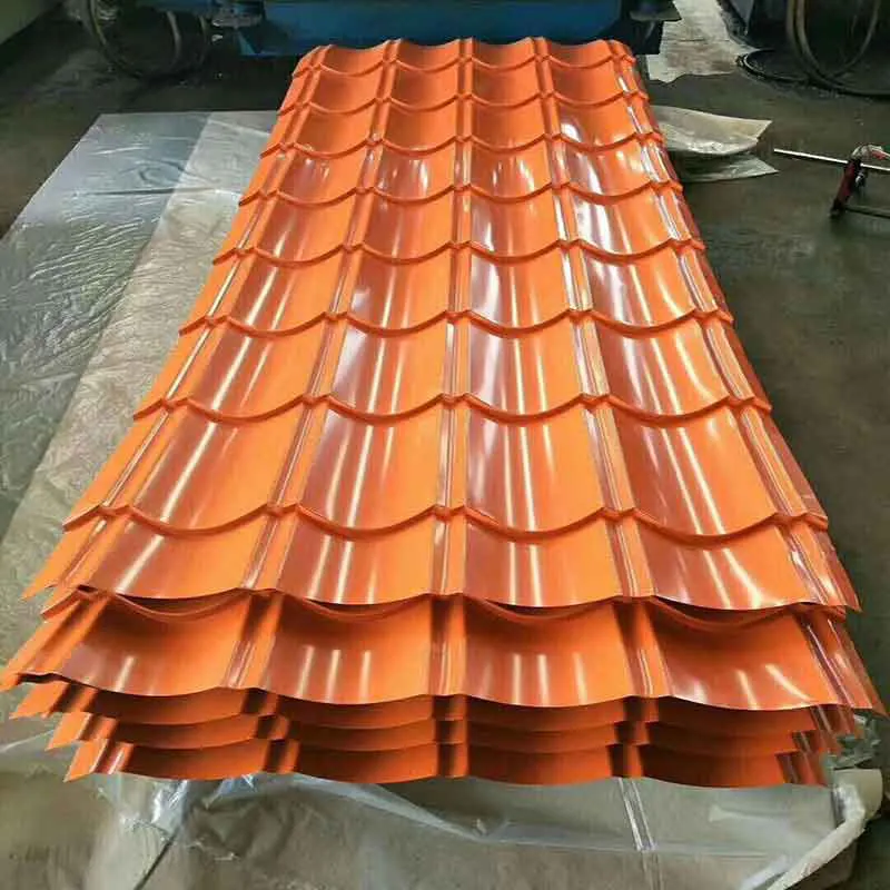 屋根シート赤緑オレンジ色ガラス弧状タイル屋根事前亜鉛メッキ段ボールシート
