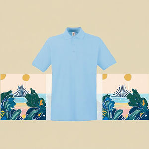 Wholesale Men's Short Sleeve for Polo Shirt Custom Logo Embroidery Screen Printing Breathable Cotton 3D Woven Summer Pattern - Product Image 2