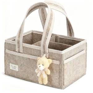 Bolsa de Almacenamiento de Fieltro Blanco <span class=keywords><strong>para</strong></span> Guardería, con Asa, <span class=keywords><strong>para</strong></span> Recién Nacidos, Niñas y Niños, Fácil de Transportar, Organizador de Pañales, <span class=keywords><strong>Cambiador</strong></span> - Product Image 1