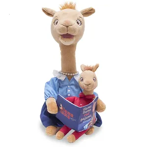 Custom Animated Mama Llama Talking peluche refiles popolare libro per bambini lama pigiama rosso