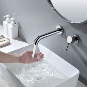 Robinet de lavabo moderne en laiton chromé gris canon noir 59-1, installation encastrée, monotrou - Product Image 5