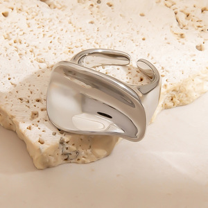 Titanium Steel <b>Ring</b> Geometric Irregular Shape <b>Plain</b> <b>Ring</b> Unisex Everyday Wear Index Finger Jewelry - Product Image 3