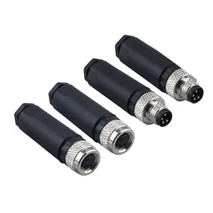 WBO 3 Pins Connector Environment Protection IP67 Fix Screw M8 Connectors Field Installable 3/5/6/8 Pin M12 Connectors