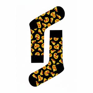 Chaussettes imprimées pizza en forme de cœur, respirantes, tricotées, longueur mi-mollet, logo personnalisable, motifs colorés pour toutes les saisons - Taille unique - Product Image 2