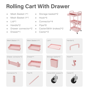 Chariot de rangement multi-usages à 3 niveaux avec tiroir, OEM/ODM, pour panneaux perforés, idéal pour le bricolage - Product Image 3