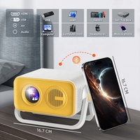 Mise au point électrique Mini miroir sans fil Même écran HD 720P 160ANSI Lumens 4K Vidéo Support Téléphone intelligent Projecteur Home Cinéma
