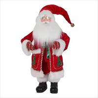Décorations de Noël traditionnelles en rouge et vert, Père Noël debout fait main avec des gants à motifs chauds et magnifiques