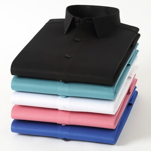 Vestido de negocios Camisa de hombre Transpirable Casual <span class=keywords><strong>Material</strong></span> de fibra de bambú Color sólido Manga larga Camisa delgada para hombres jóvenes - Product Image 2