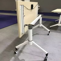 Bureau pliant extensible Liyu en acier inoxydable moderne avancé avec plateau en bois, table de formation portable sur roulettes, amovible pour le bureau