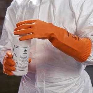 طويلة البرتقال النتريل صناعة قفازات حمض و القلويات قفازات مقاومة - Product Image 3