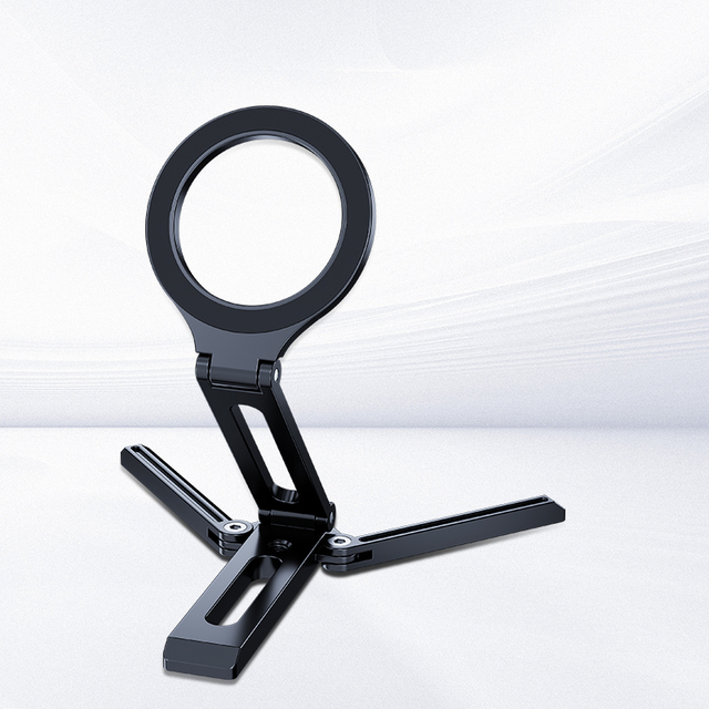 Magnetic Foldable Aluminum Alloy Tripod Desk Stand 16/15/14/13/12 Plus Pro Max Mini Portable Phone Holder Black/Silver