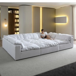 <b>Modern</b> Boucle White Cloud <b>Sofa</b> Couch Module Modular Sectional L U Shaped Corner Down Feather Compressed <b>Sofa</b> - Product Image 3