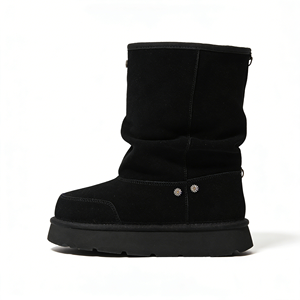 מכירה ישירה מהמפעל OEM/ODM מגפי חורף מעור בקר, עור כבש דו צדדי, מגפי נשים חמים עד הברך, נעלי פרווה סיטונאי - Product Image 1