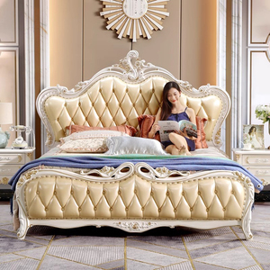 Letto Matrimoniale da 1,8m in Stile Europeo in Legno Massello e Pelle per Camera da Letto Padronale o Matrimonio Set Arredamento Camera da <span class=keywords><strong>Principessa</strong></span> Stile Jane Europeo - Product Image 2