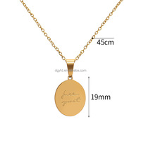 Colliers personnalisés avec logo et nom gravés, pendentif ovale en acier inoxydable plaqué or, gravable