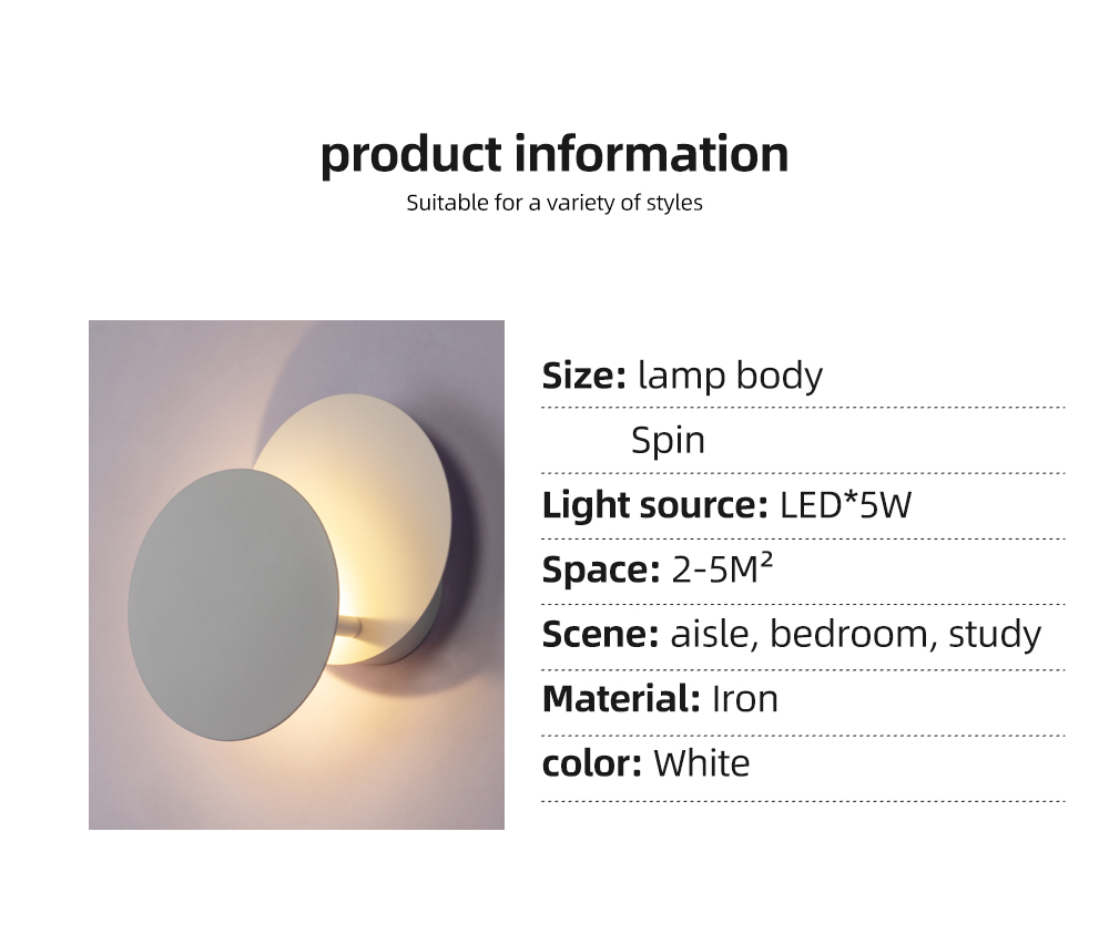 Modern Back Ground Lamp Minimalism 3w Decoration Round Led Wall Light For Indoor Living Room Bedroom Hotel