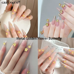 10 pièces sac métal doré fleur papillon ongles strass taille mixte <span class=keywords><strong>Design</strong></span> manucure déco Nail Art décoration - Product Image 5