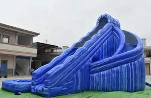 Ready To Ship Cheap Giant Inflatable Marble Blue Turn Water Slide For Sale