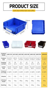 औद्योगिक कार्यशाला उपकरण के लिए बड़े भारी शुल्क स्टैकयोग्य प्लास्टिक भंडारण बिन लटका शेल्फ के साथ संगठन - Product Image 2