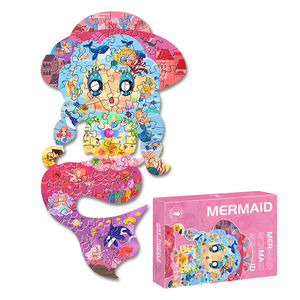 Puzzle en carton gris en forme de sirène, 70 pièces, 274x504mm, jouet éducatif pour enfants, apprentissage précoce avec affiche, Rompecabezas Infantil - Product Image 1