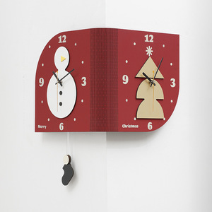 Double-Sided Corner Wall <b>Clock</b> Christmas Theme <b>Battery</b> Powered Irregular Shape For Home Living Room - Product Image 1