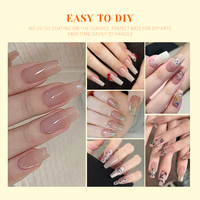 Tip Kuku Bentuk Coffin Ombre Tebal Full Cover 280pcs/Box Kuku Artificial Gradasi untuk Salon