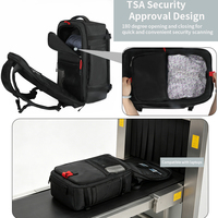 Sac à dos de voyage robuste 1680D certifié BSCI, ouverture à plat à 180°, sacoche pour ordinateur portable TSA, sac à dos professionnel avec bandoulière en S
