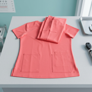 Ensemble de blouses médicales unisexe à col en V, respirant, en mélange doux de polyester et élasthanne, uniforme médical à manches courtes, tenue de travail hospitalière, tenue d'infirmière, OEM - Product Image 2
