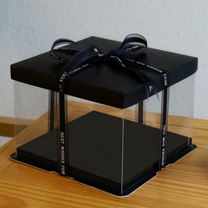 Wholesale 12 Inches Transparent Food Grade Plastic Cake <b>Box</b> <b>Clear</b> Packaging <b>Gift</b> <b>Box</b> UV Advantage Mini Square Shape Embossing - Product Image 1