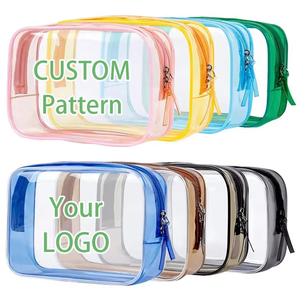 Étui cosmétique transparent en PVC avec logo personnalisé, fermeture éclair, petite trousse de maquillage portable pour voyage, trousse de toilette à motif personnalisé - Product Image 1