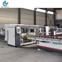 Machine automatique de production de boîtes en carton avec plieuse-colleuse et agrafeuse, à commande électrique, pour l'emballage papier dans l'industrie alimentaire