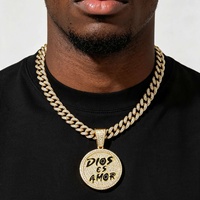 YJ10-7072 Collier pendentif à lettres pour homme, style hip-hop européen et américain, avec disque personnalisé en anglais, pour soirée