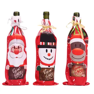 저렴한 고품질 크리스마스 와인 병 커버 산타 눈사람 크리스마스 홈 파티 크리스마스 장식 가족 테이블 장식