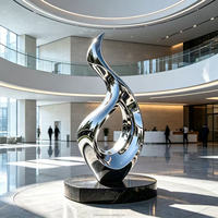 Sculptures de paysage en acier inoxydable pour l'extérieur, design artistique en métal, sculptures abstraites en acier inoxydable de style moderne