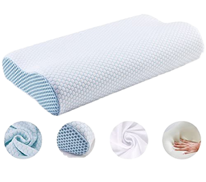 Chỉnh hình cổ tử cung Ergonomic đầu Bộ nhớ bọt sóng gối băng lụa tre bìa hoa hình học lá đường viền giường cổ gối - Product Image 4