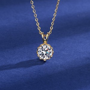 Collar con Colgante Solitario de Plata de Ley Chapada con Circonita Cúbica de Corte Redondo, Regalo para su Ser Querido o para uno Mismo - Product Image 4