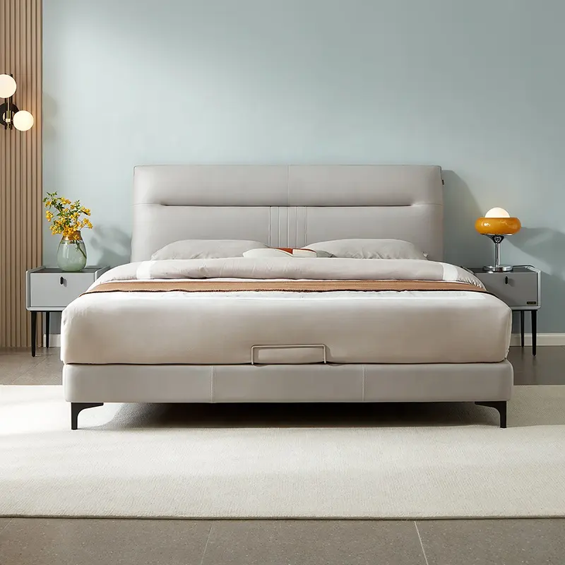 105338 Quanu Venta caliente Estilo nórdico cama de madera de lujo estilo europeo Quanu camas de lujo modernas