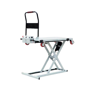 SUJIN Troli Meja Angkat Hidrolik Elektrik 4 Roda Bertenaga Baterai, Keranjang Pengangkat Barang Model Gunting Bahan Stainless Steel 200-300kg - Product Image 6