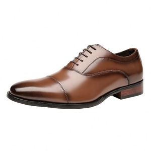 Genuine Leather Men's Dress Shoes Oxford and Loafers with Square <b>Toe</b> Wedding Style - Product Image 1