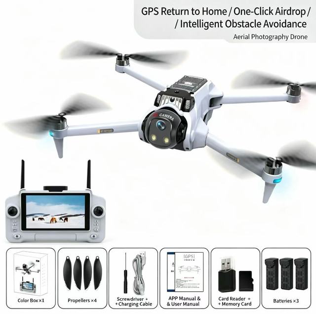 2026 New 1080P Aerial Camera Drone with GPS Obstacle Avoidance Follow Me Remote Control Automatic Return-to-Base for Kids