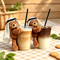 Nouvel accessoire de tasse 2026 : Mini ours en peluche avec foulard blanc amovible, super doux, pour décorer les tasses à café, rembourrage en coton PP, personnalisable