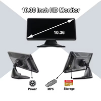 Monitor de Pantalla Cuádruple de 10.36 Pulgadas, Cámara de Respaldo HD de 4 Canales, Sistema DVR de Estacionamiento con Vista Panorámica de 360°, Control Remoto, 1 Año de Garantía para Camiones/RV