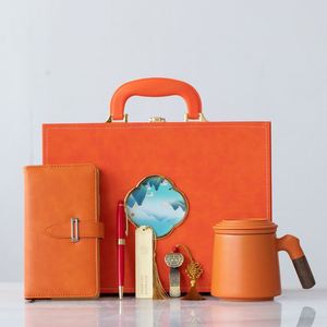 Ensemble de tasses en céramique et de carnets, style chinois, cadeau d'affaires, souvenir, cadeau commémoratif pour l'ouverture de banques et de sociétés immobilières, cadeau de festival - Product Image 1