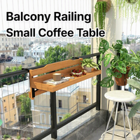 Barres de balcon en bois massif modernes et créatives, décorées de fleurs, avec comptoir pliant et table suspendue pour clôture de cour extérieure