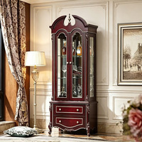 Meuble d'angle de style classique pour salle à manger, meuble de salon en bois de luxe avec casier à vin